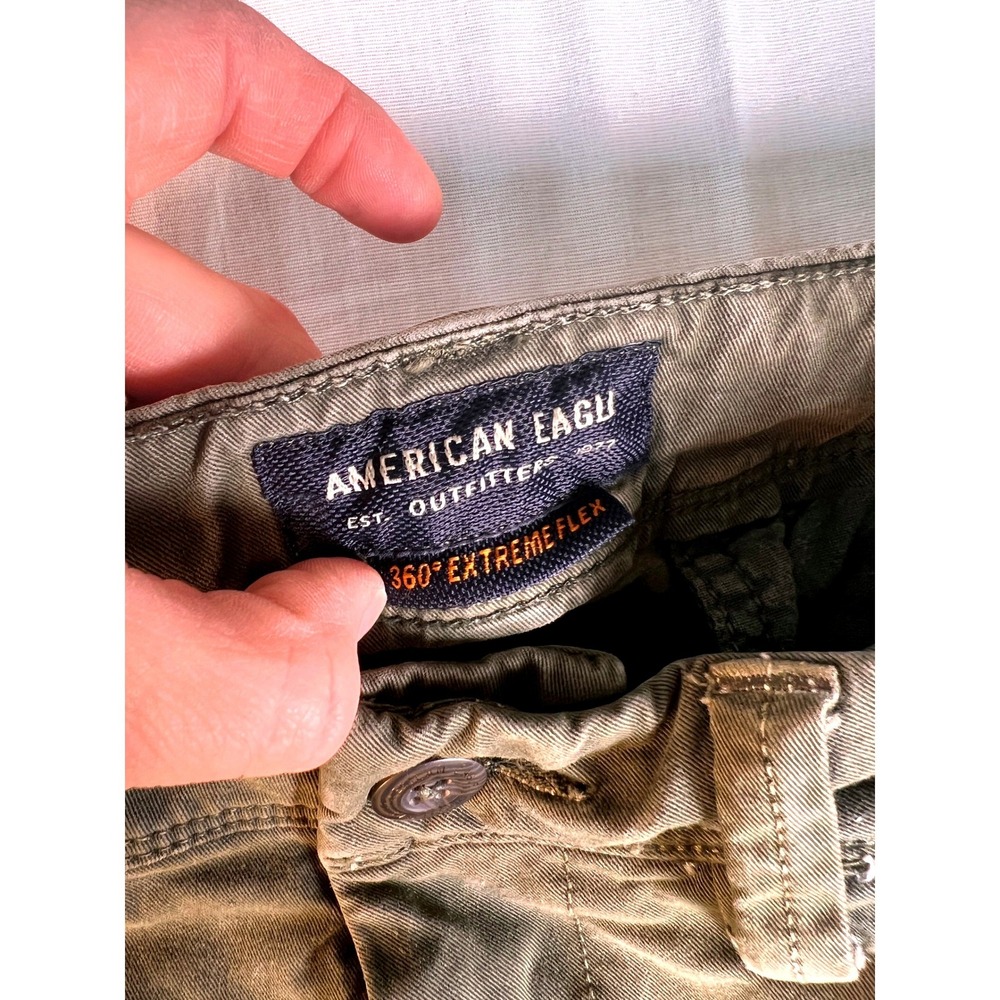 American Eagle Chino Pants Womens 16 Olive Green Good 360 Extreme Flex Slim - Picture 4 of 12